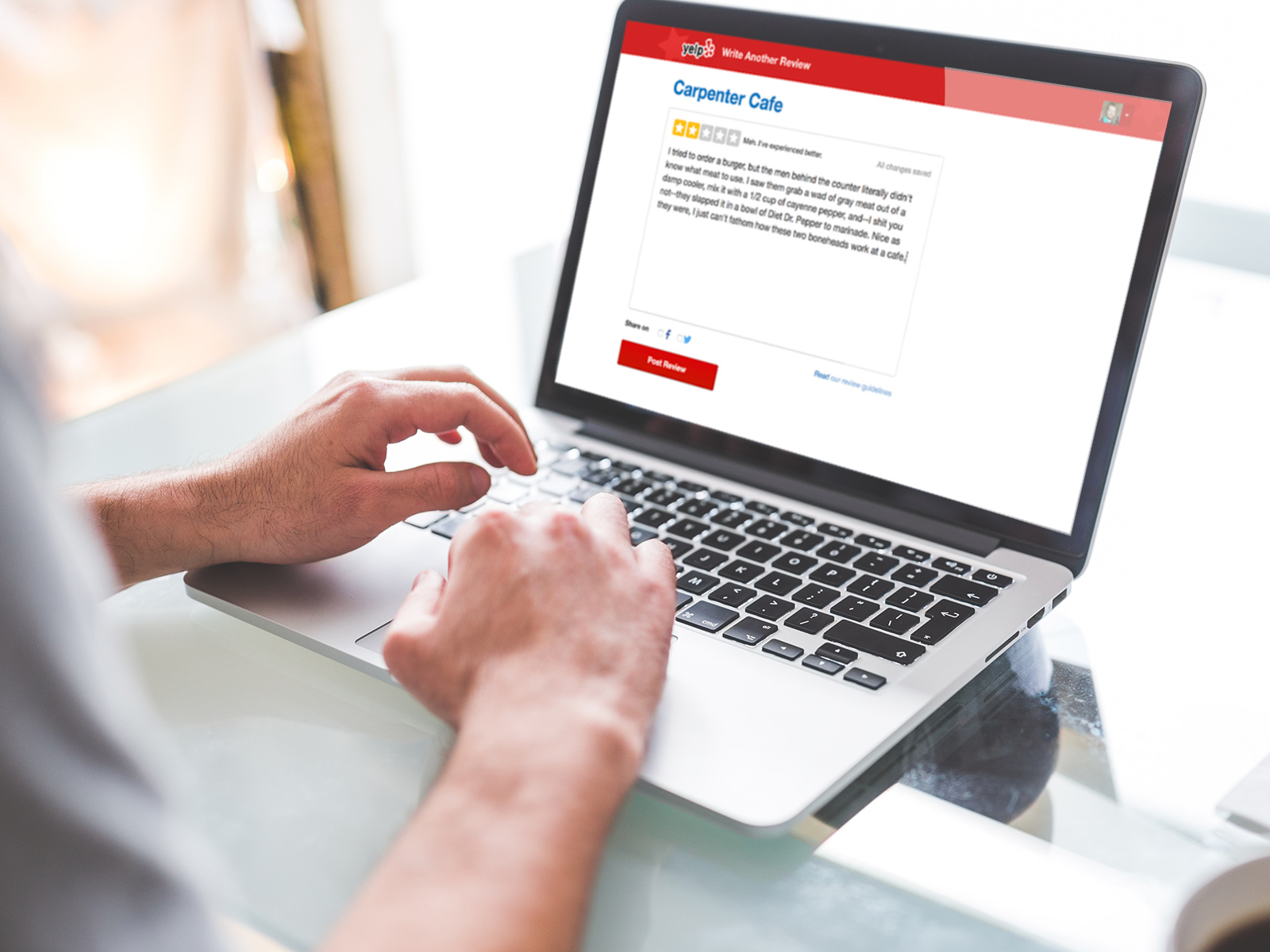 writing a 2-star review for a business